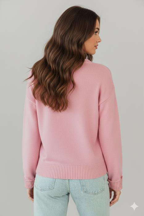 Sweet Little Gingham Knit Sweater