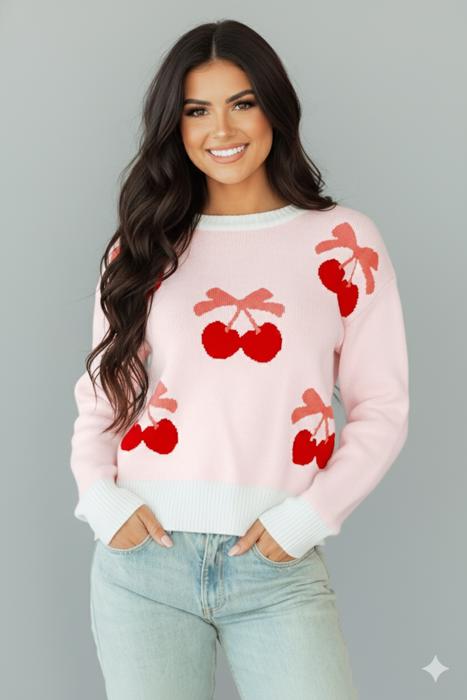Bow & Berry Cherry Knit Sweater