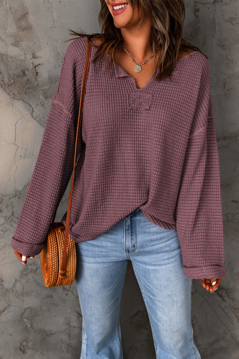 Mauve Bliss Waffle Knit Top
