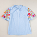  Embroidered Meadow Gingham Blouse