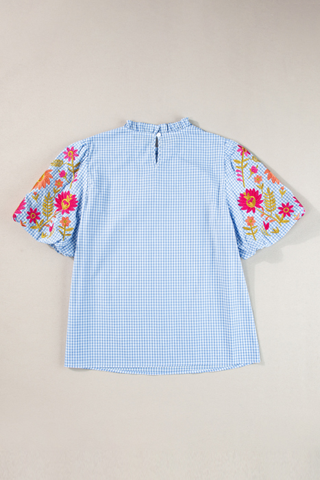 Embroidered Meadow Gingham Blouse