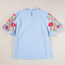  Embroidered Meadow Gingham Blouse