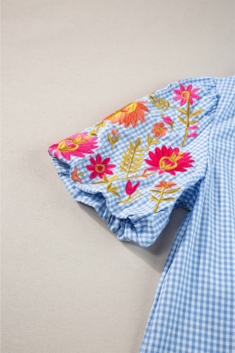 Embroidered Meadow Gingham Blouse