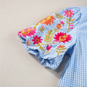  Embroidered Meadow Gingham Blouse