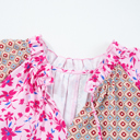  Boho Patchwork Tie Blouse