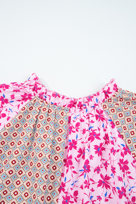 Boho Patchwork Tie Blouse