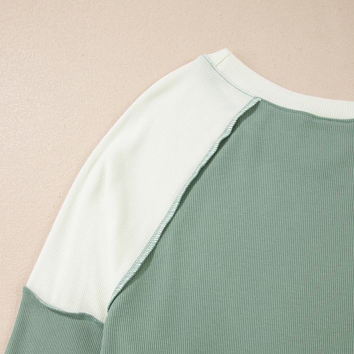 Soft Moss Colorblock Lounge Top