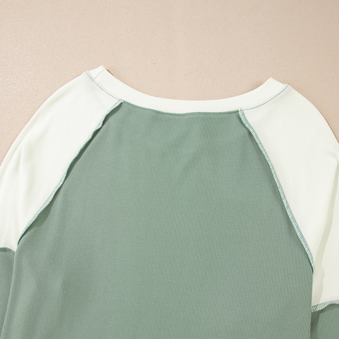 Soft Moss Colorblock Lounge Top