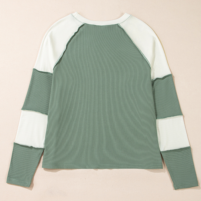 Soft Moss Colorblock Lounge Top