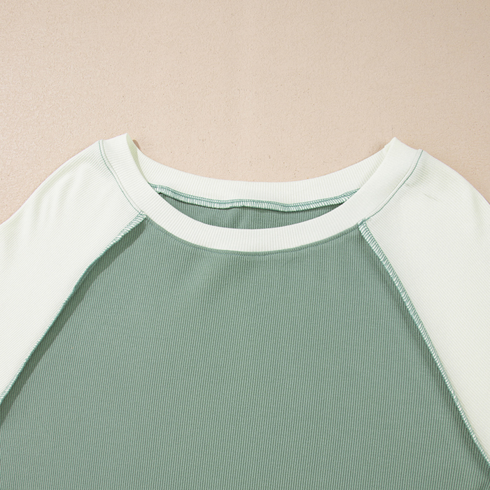 Soft Moss Colorblock Lounge Top