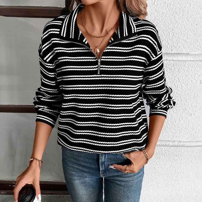 Midnight Stripe Half-Zip Pullover