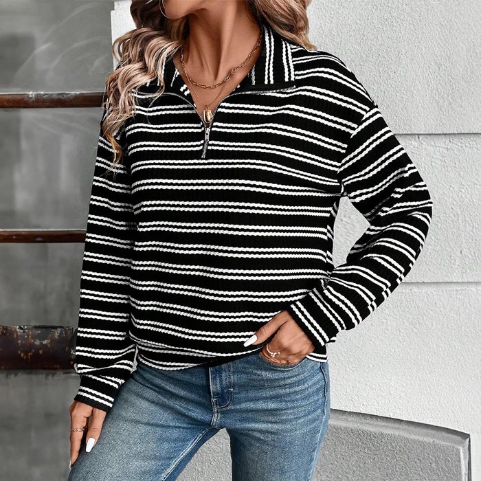 Midnight Stripe Half-Zip Pullover
