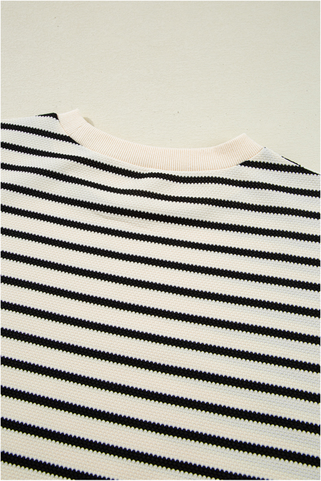 Mono Stripe Lace Flutter Top