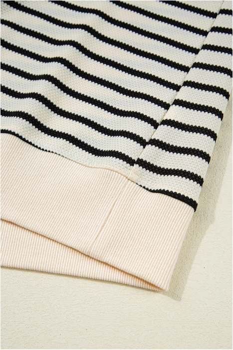 Mono Stripe Lace Flutter Top