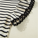  Mono Stripe Lace Flutter Top