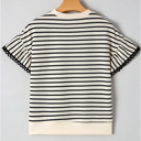  Mono Stripe Lace Flutter Top