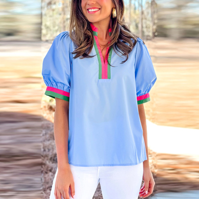 Sky Pop Puff Blouse
