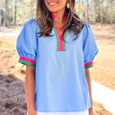  Sky Pop Puff Blouse