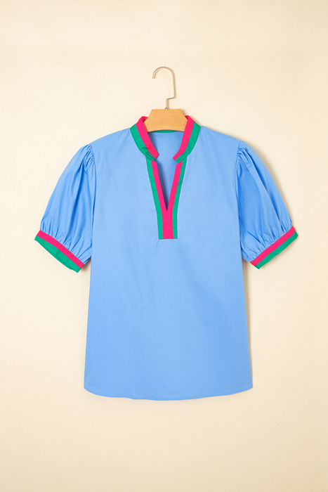 Sky Pop Puff Blouse