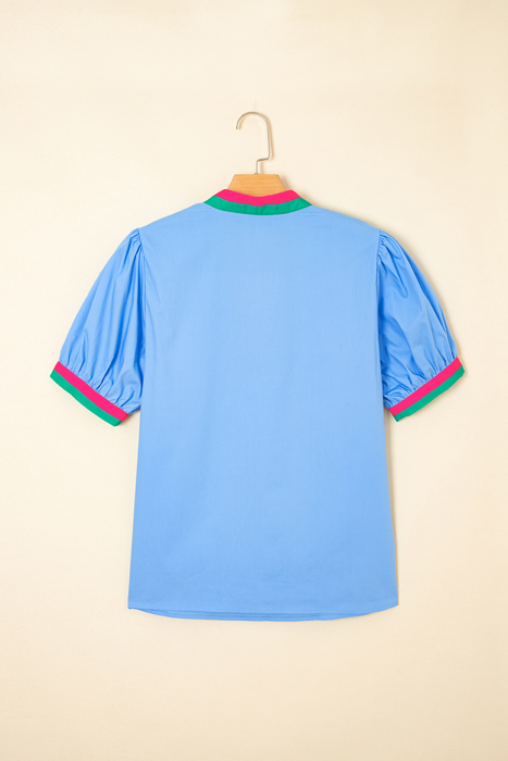Sky Pop Puff Blouse