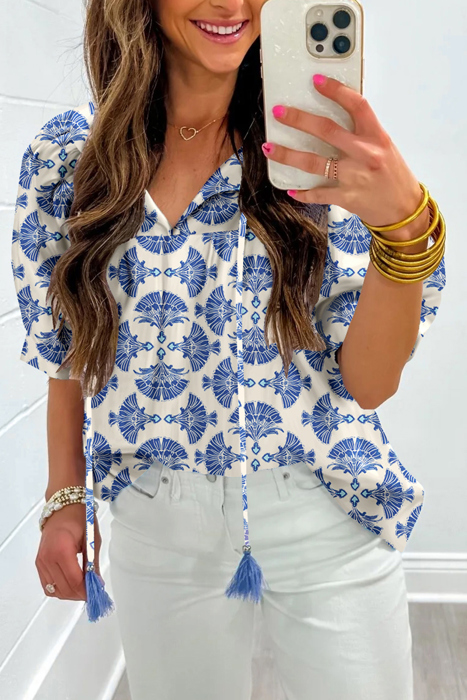 Azure Medallion Tassel Top