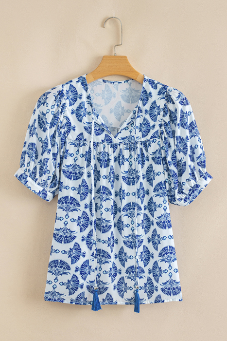 Azure Medallion Tassel Top