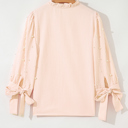  Blush Pearl Ribbon-Sleeve Blouse