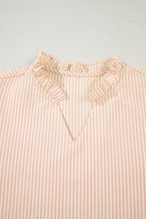 Blush Pearl Ribbon-Sleeve Blouse
