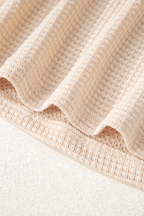 Cream Waffle Hooded Pullover