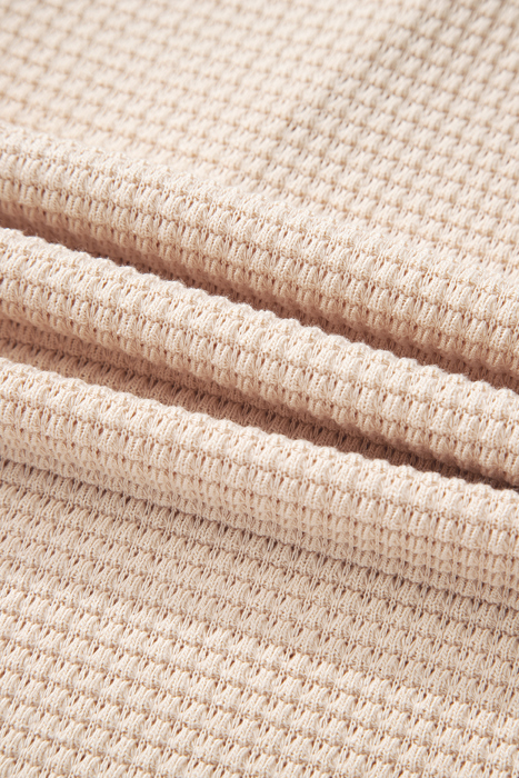 Cream Waffle Hooded Pullover