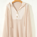  Cream Waffle Hooded Pullover