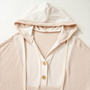  Cream Waffle Hooded Pullover