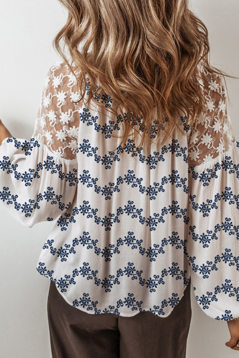 Midnight Bloom Embroidered Blouse