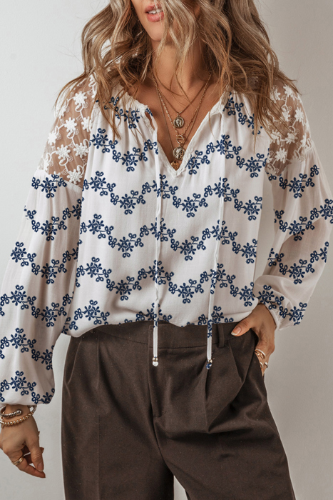 Midnight Bloom Embroidered Blouse