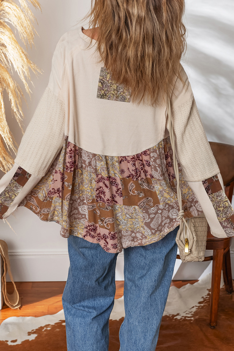Paisley Patchwork Waffle Top