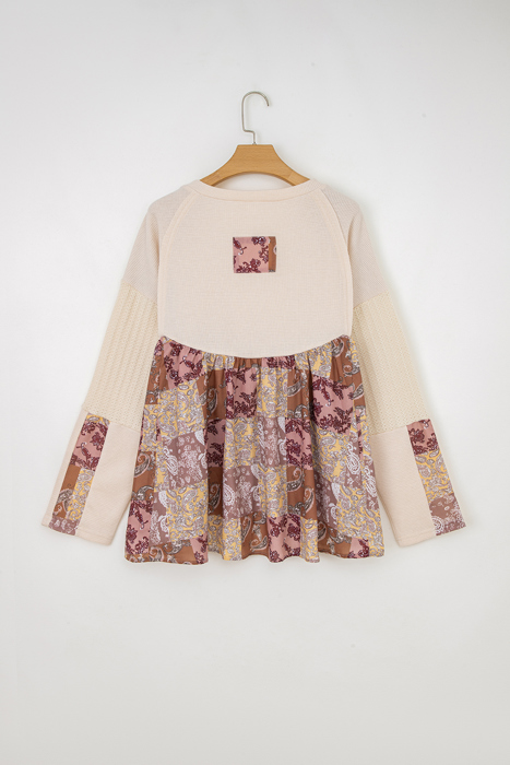 Paisley Patchwork Waffle Top