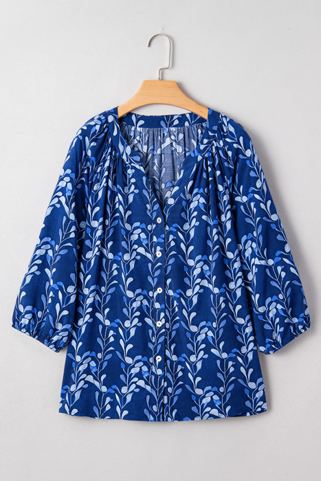 Cobalt Leaf Whisper Blouse