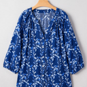  Cobalt Leaf Whisper Blouse