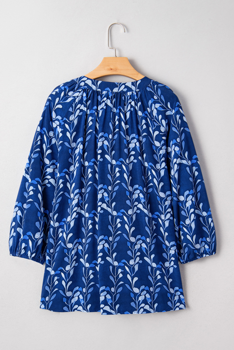 Cobalt Leaf Whisper Blouse