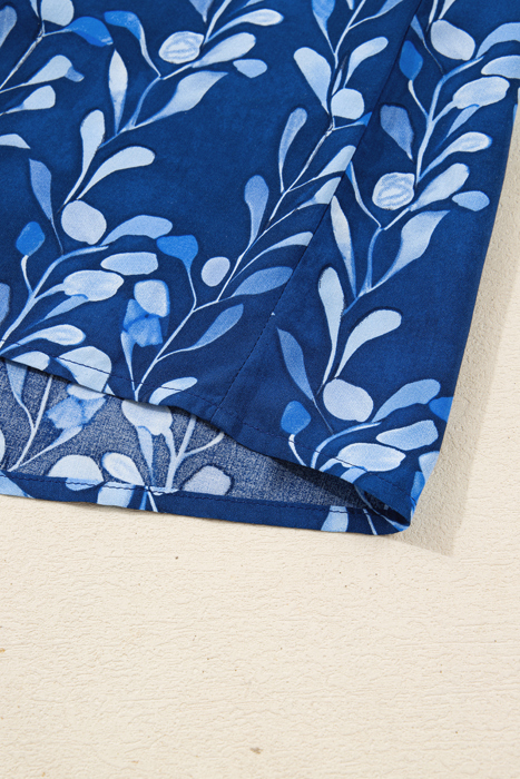Cobalt Leaf Whisper Blouse