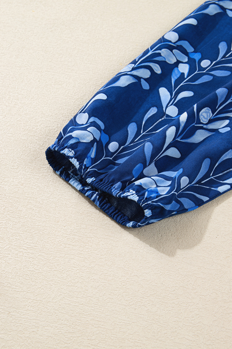 Cobalt Leaf Whisper Blouse