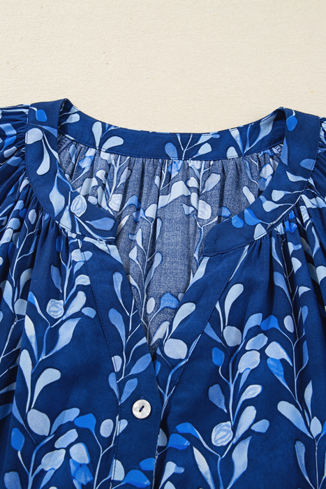 Cobalt Leaf Whisper Blouse