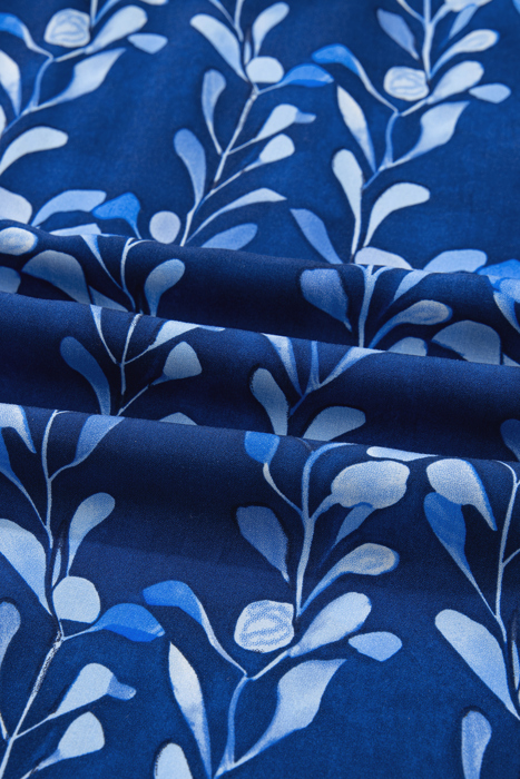 Cobalt Leaf Whisper Blouse