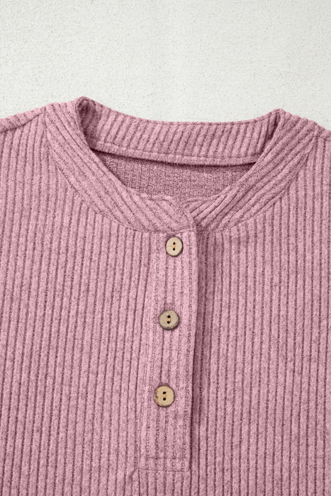 Misty Pink Knit Henley