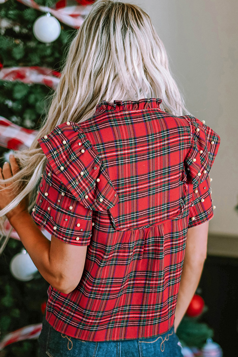 Festive Pearl Tartan Blouse
