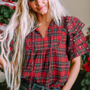  Festive Pearl Tartan Blouse