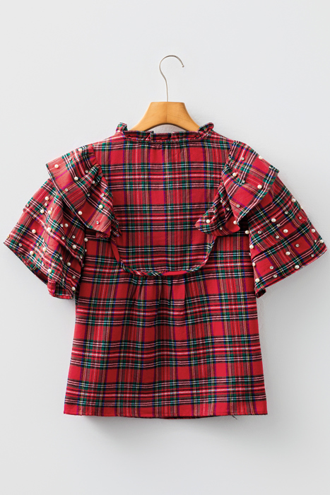 Festive Pearl Tartan Blouse