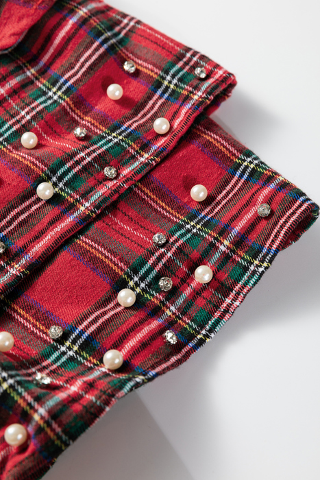 Festive Pearl Tartan Blouse