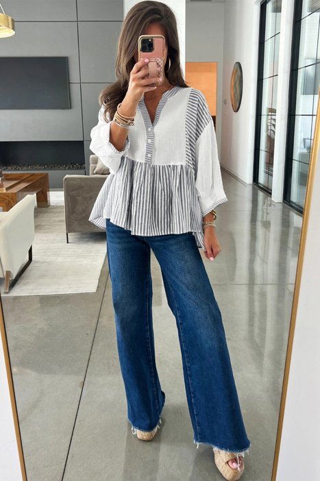 Harbor Light Striped Peplum Blouse
