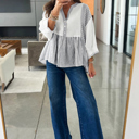  Harbor Light Striped Peplum Blouse